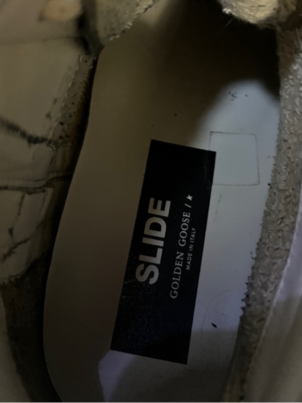 Slide in beige mesh and nylon with blue leather star and flash - Picture 7 of 8